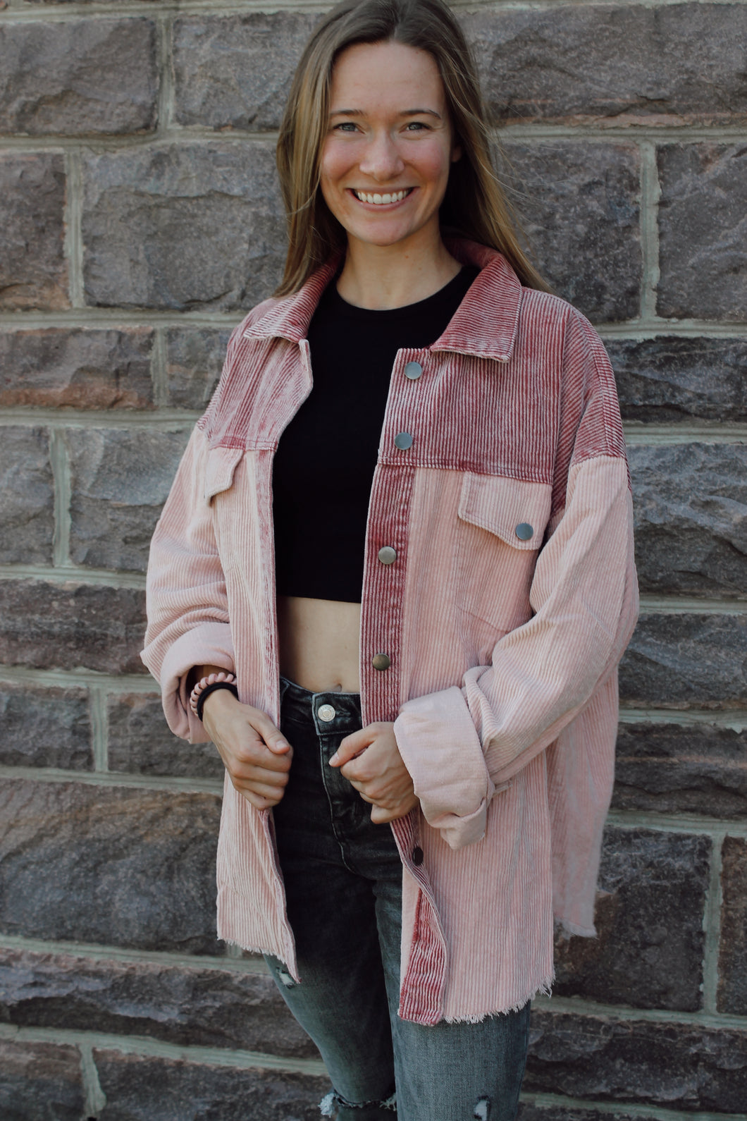 Savannah Corduroy Pink Shacket